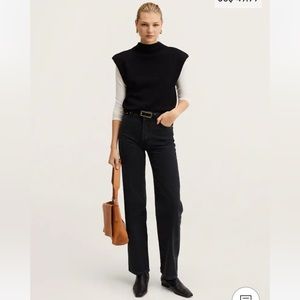 mango black high-waist straight jeans | 14